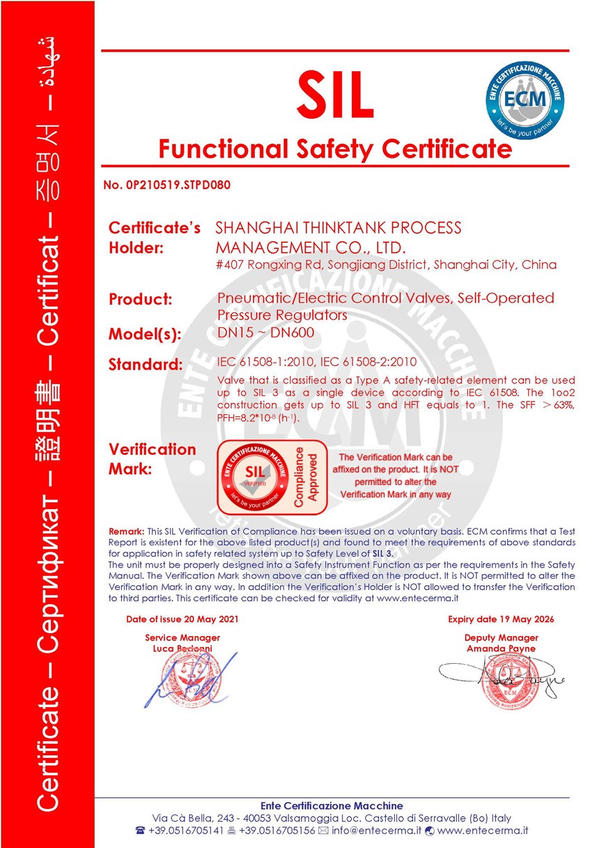 Functional Safety Certificate