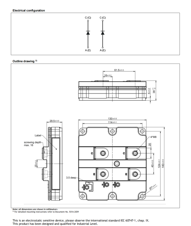 ԴABBIGBTģ5SLD1000N3303002*1000A\/3300V